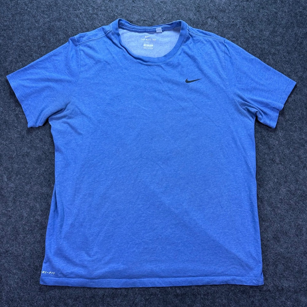 Nike Mens Blue Dri-FIT Athletic Running Short Sleeve T-Shirt 2XLT
